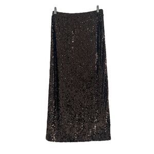 Ubi Sequined Maxi Skirt Black Gold Size Small Maximalist Lined Disco Whimsygoth